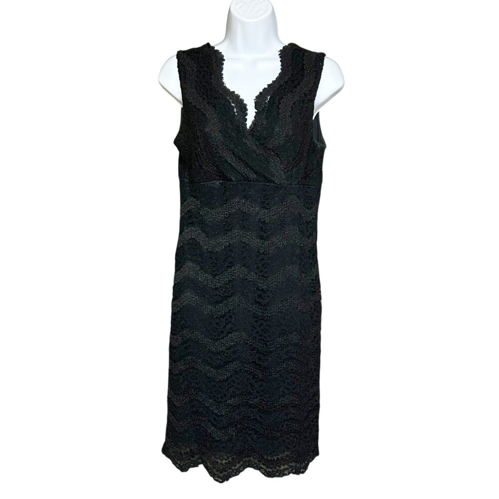 Accomplice Black Lace Surplice Top Sheath Dress Size M